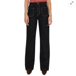 REFORMATION Alyssa Stretch High Rise Wide Leg Jeans Black Sz 26 Long